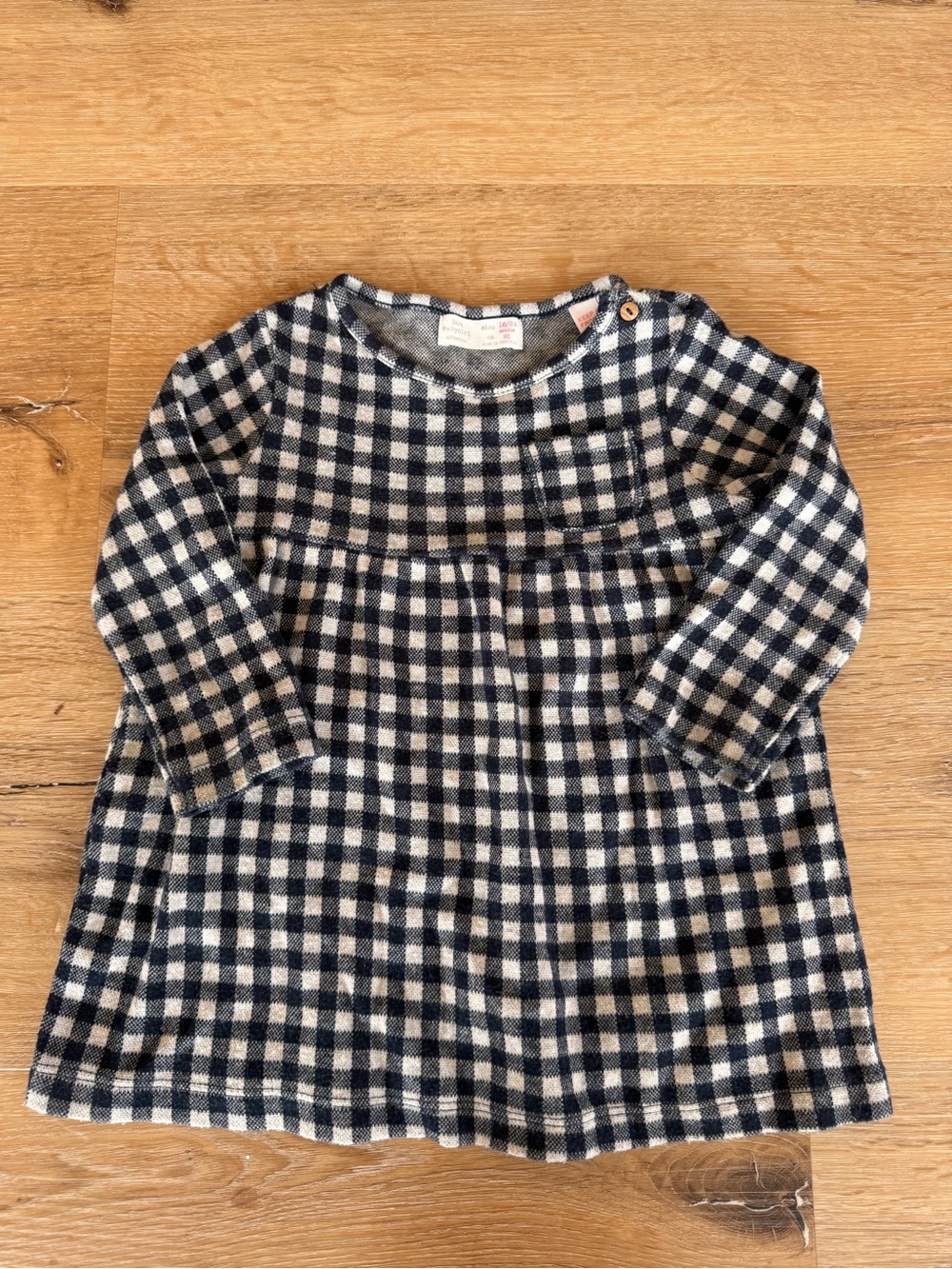 Zara Toddler Girls Gingham Long-Sleeve Dress Top